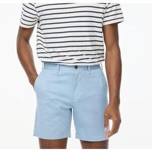 J.Crew 7" Flex Chino Shorts Mens Sz 32 Light Blue Flat Front Stretch Classic Fit